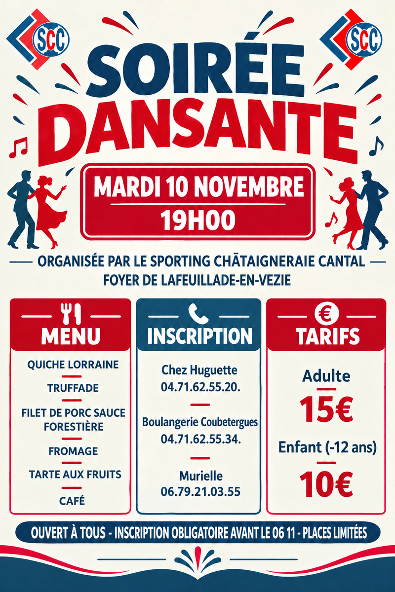 REPAS et SOIREE DANSANTE organisés par le SCC