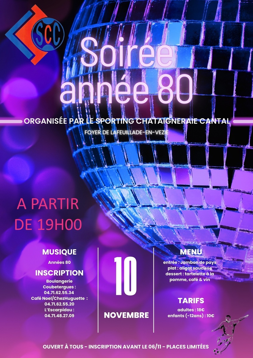 SOIREE ANNEES 80 organisée par le club