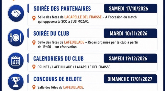 ANIMATIONS / MANIFESTATIONS DU CLUB SAISON 2026/2027